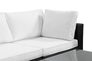 Bahamas Loungegrupp utomhus - Soffgrupp för trädgård med 5-sits - Loungeset konstrotting utemöbler - Svart / Vita dynor - Utemöbler & utemiljö - Loungemöbler - Loungeset & loungegrupp