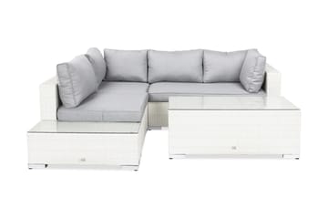 Bahamas Loungegrupp utomhus - Soffgrupp för uteplats 4-sits - Loungeset konstrotting utemöbler - Vit / Gråa dynor - Utemöbler & utemiljö - Loungemöbler - Loungeset & loungegrupp