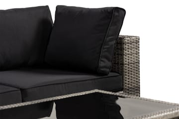 Bahamas Loungegrupp utomhus - Soffgrupp till balkong 5-sits - Loungeset utemöbler - 1 Bord m Hylla - Brun / Svarta dynor - Utemöbler & utemiljö - Loungemöbler - Loungeset & loungegrupp