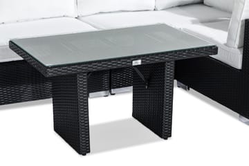 Bahamas Loungegrupp utomhus - Soffgrupp till terrass 5-sits - Loungeset konstrotting utemöbler - Svart / Vita dynor - Utemöbler & utemiljö - Loungemöbler - Loungeset & loungegrupp