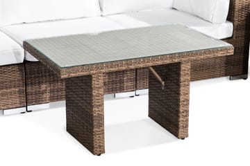 Bahamas Loungegrupp utomhus - Soffgrupp till trädgård 5-sits - Loungeset konstrotting utemöbler - Beige / Sand / Vit dyna - Utemöbler & utemiljö - Loungemöbler - Loungeset & loungegrupp