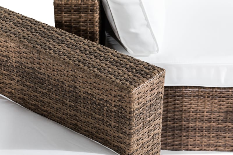 Bahamas Loungegrupp utomhus - Soffgrupp till trädgård 5-sits - Loungeset konstrotting utemöbler - Beige / Sand / Vit dyna - Utemöbler & utemiljö - Loungemöbler - Loungeset & loungegrupp