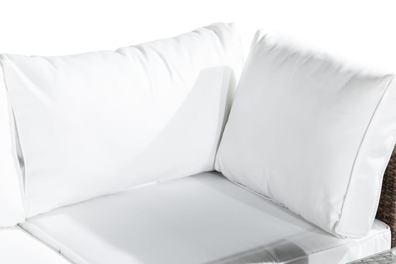 Bahamas Loungegrupp utomhus - Soffgrupp till uteplats 4-sits - Loungeset konstrotting utemöbler - 2 fåtöljer - Sand / Brun / VIta dynor - Utemöbler & utemiljö - Loungemöbler - Loungeset & loungegrupp