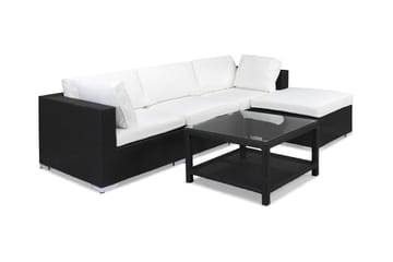 Bahamas Loungegrupp utomhus - Soffgrupp till uteplats 4-sits - Loungeset utemöbler - Bord 75x75 - Svart / Vita dynor - Utemöbler & utemiljö - Loungemöbler - Loungeset & loungegrupp