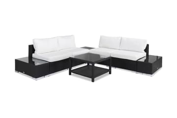 Bahamas Loungegrupp utomhus - Soffgrupp till uteplats 5-sits - Loungeset konstrotting utemöbler - Svart / Mörk/ Vita dynor - Utemöbler & utemiljö - Loungemöbler - Loungeset & loungegrupp