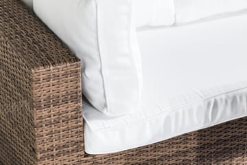 Bahamas Loungegrupp utomhus - Soffgrupp till uteplats 5-sits - Loungeset utemöbler - Sand / Brun / Vita dynor - Utemöbler & utemiljö - Loungemöbler - Loungeset & loungegrupp
