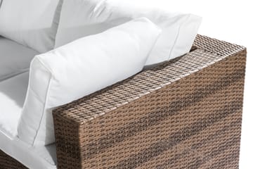 Bahamas Loungegrupp utomhus - Soffgrupp till uteplats 5-sits - Loungeset utemöbler - Sand / Brun / Vita dynor - Utemöbler & utemiljö - Loungemöbler - Loungeset & loungegrupp