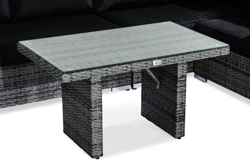 Bahamas Loungegrupp utomhus - Soffgrupp till uteplats terrass & balkong 5-sits - Loungeset konstrotting utemöbler - Grå / Svarta dynor - Utemöbler & utemiljö - Loungemöbler - Loungeset & loungegrupp