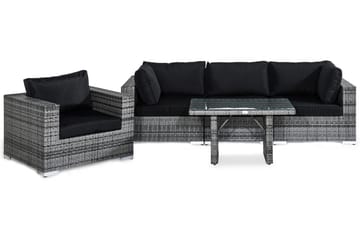 Bahamas Loungegrupp utomhus - Soffgrupp till uteplatsen 4-sits - Loungeset konstrotting utemöbler - Grå / Svarta dynor - Utemöbler & utemiljö - Loungem�öbler - Loungeset & loungegrupp