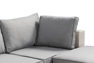 Bahamas Stor loungegrupp utomhus - Soffgrupp till uteplats & trädgård 6-sits - Loungeset konstrotting utemöbler - Vit / Gråa dynor - Utemöbler & utemiljö - Loungemöbler - Loungeset & loungegrupp