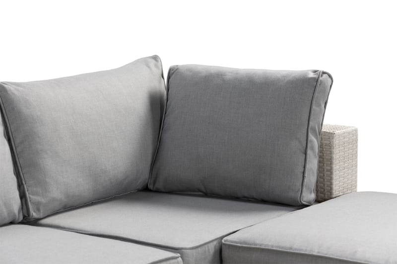 Bahamas Stor loungegrupp utomhus - Soffgrupp till uteplats & trädgård 6-sits - Loungeset konstrotting utemöbler - Vit / Gråa dynor - Utemöbler & utemiljö - Loungemöbler - Loungeset & loungegrupp