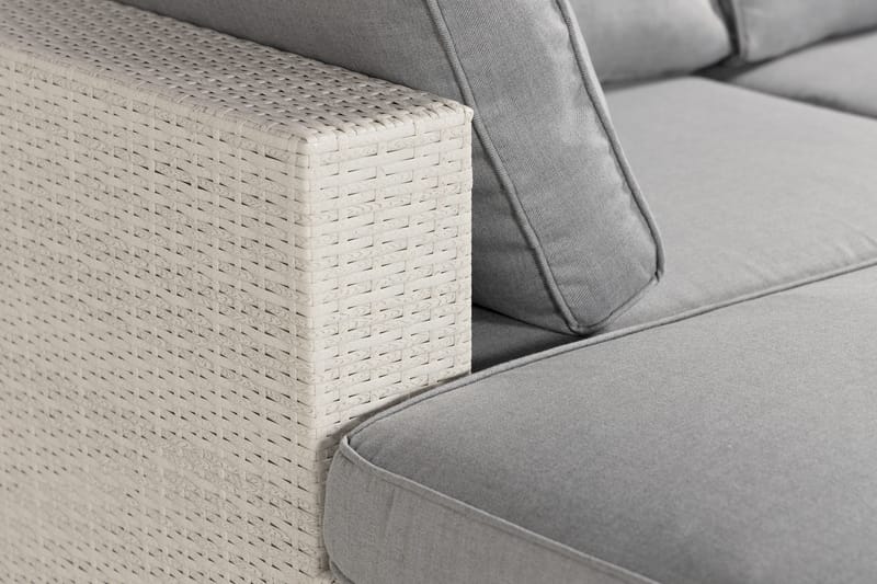 Bahamas Stor loungegrupp utomhus - Soffgrupp till uteplats & trädgård 6-sits - Loungeset konstrotting utemöbler - Vit / Gråa dynor - Utemöbler & utemiljö - Loungemöbler - Loungeset & loungegrupp