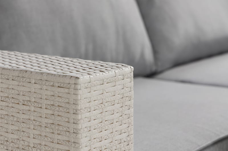Bahamas Stor loungegrupp utomhus - Soffgrupp till uteplats & trädgård 6-sits - Loungeset konstrotting utemöbler - Vit / Gråa dynor - Utemöbler & utemiljö - Loungemöbler - Loungeset & loungegrupp