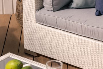 Bahamas Stor loungegrupp utomhus - Soffgrupp till uteplats 6-sits - Loungeset konstrotting utemöbler - Beige / Gråa dynor - Utemöbler & utemiljö - Loungemöbler - Loungeset & loungegrupp