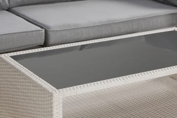 Bahamas Stor loungegrupp utomhus - Soffgrupp till uteplats 6-sits - Loungeset konstrotting utemöbler - Beige / Gråa dynor - Utemöbler & utemiljö - Loungemöbler - Loungeset & loungegrupp