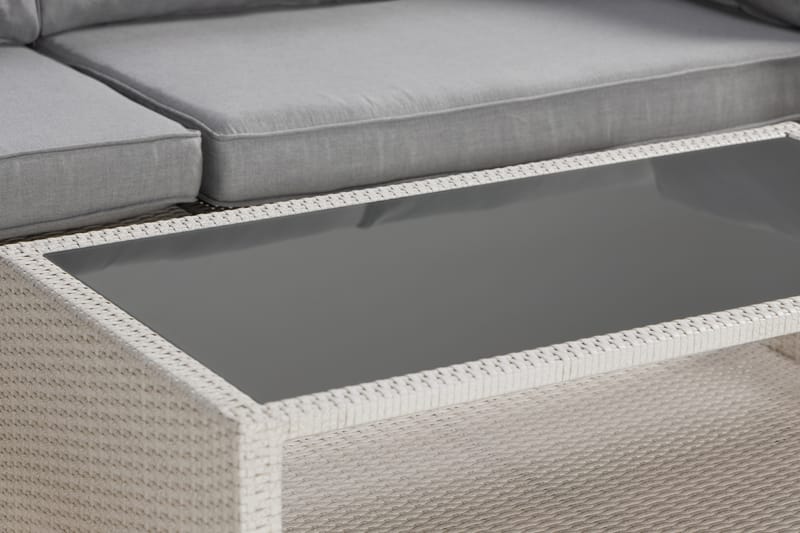 Bahamas Stor loungegrupp utomhus - Soffgrupp till uteplats 6-sits - Loungeset konstrotting utemöbler - Beige / Gråa dynor - Utemöbler & utemiljö - Loungemöbler - Loungeset & loungegrupp