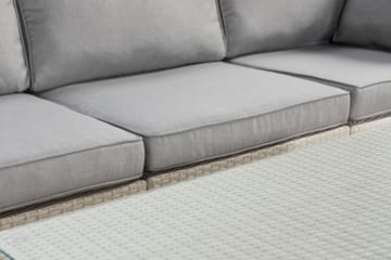 Bahamas Stor loungegrupp utomhus - Soffgrupp till uteplats 6-sits - Loungeset med 2 fåtöljer konstrotting utemöbler - Vit med Gråa dynor - Utemöbler & utemiljö - Loungemöbler - Loungeset & loungegrupp