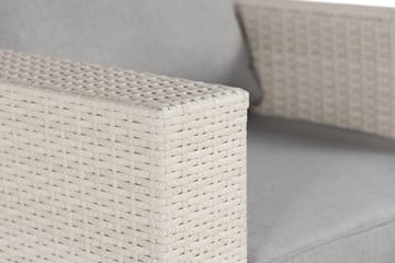 Bahamas Stor loungegrupp utomhus - Soffgrupp till uteplats 6-sits - Loungeset med 2 fåtöljer konstrotting utemöbler - Vit med Gråa dynor - Utemöbler & utemiljö - Loungemöbler - Loungeset & loungegrupp