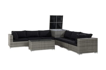Bahamas Stor loungegrupp utomhus - Soffgrupp till uteplats 6-sits - Loungeset med dynbox konstrotting utemöbler - Grå / Svarta dynor - Utemöbler & utemiljö - Loungemöbler - Loungeset & loungegrupp