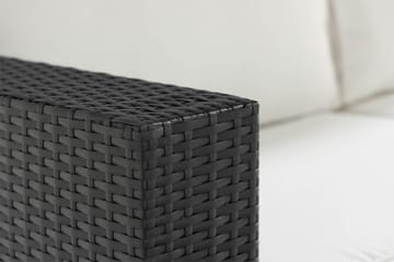 Bahamas Stor loungegrupp utomhus - Soffgrupp till uteplatsen 6-sits - Loungeset konstrotting utemöbler - Mörk / Vita dynor / Glas - Utemöbler & utemiljö - Loungemöbler - Loungeset & loungegrupp