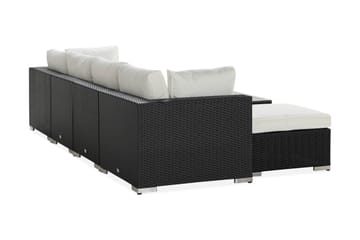 Bahamas Stor loungegrupp utomhus - Soffgrupp till uteplatsen 6-sits - Loungeset konstrotting utemöbler - Mörk / Vita dynor / Glas - Utemöbler & utemiljö - Loungemöbler - Loungeset & loungegrupp