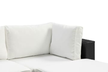 Bahamas Stor loungegrupp utomhus - Soffgrupp till uteplatsen 6-sits - Loungeset konstrotting utemöbler - Mörk / Vita dynor / Glas - Utemöbler & utemiljö - Loungemöbler - Loungeset & loungegrupp