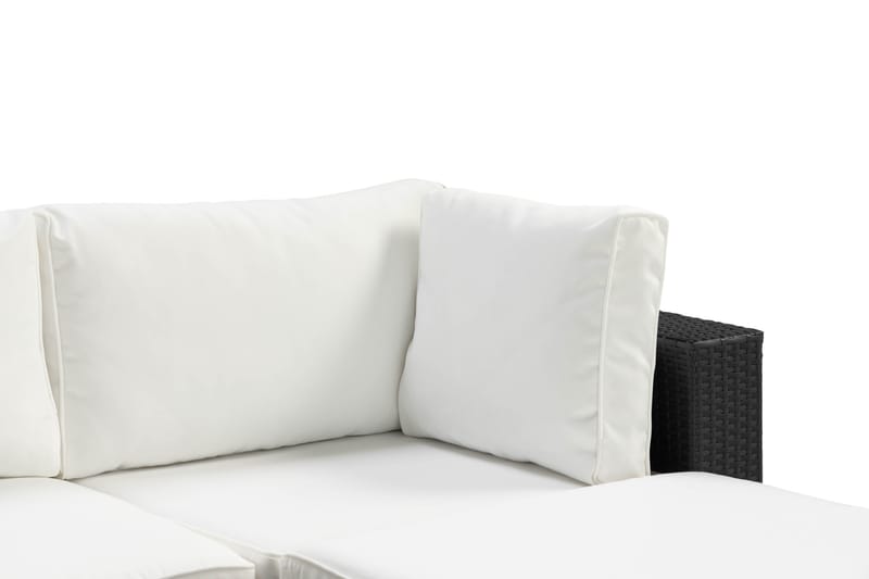 Bahamas Stor loungegrupp utomhus - Soffgrupp till uteplatsen 6-sits - Loungeset konstrotting utemöbler - Mörk / Vita dynor / Glas - Utemöbler & utemiljö - Loungemöbler - Loungeset & loungegrupp