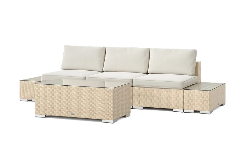 Bahamas utesoffa 3-sits med bord, Beige