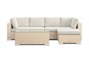 Bahamas utomhus divansoffa 5-sits med vändbar divan och bord - Beige - Utemöbler & utemiljö - Loungemöbler - Loungeset & loungegrupp