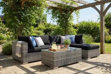 Bahamas utomhus divansoffa 5-sits med vändbar divan och bord - Grå - Utemöbler & utemiljö - Loungemöbler - Loungeset & loungegrupp