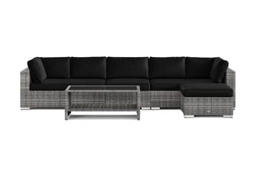 Bahamas utomhus divansoffa 6-sits med vändbar divan och bord med hylla - Grå - Utemöbler & utemiljö - Loungemöbler - Loungeset & loungegrupp