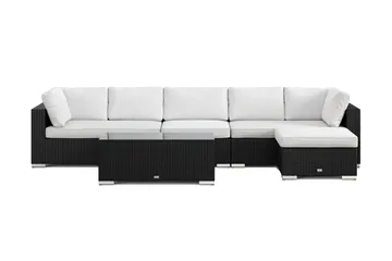 Bahamas utomhus divansoffa 6-sits med vändbar divan och bord - Svart - Utemöbler & utemiljö - Loungemöbler - Loungeset & loungegrupp