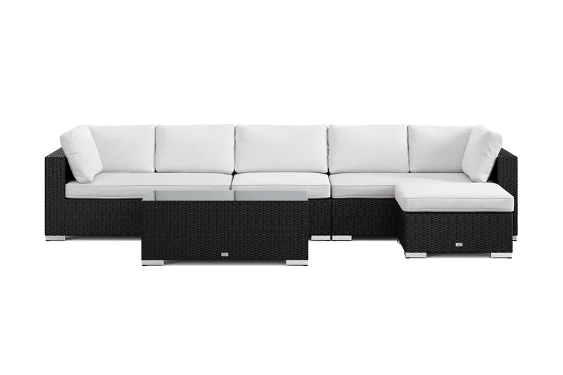 Bahamas utomhus divansoffa 6-sits med vändbar divan och bord - Svart - Utemöbler & utemiljö - Loungemöbler - Loungeset & loungegrupp