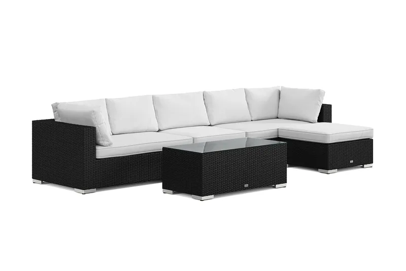 Bahamas utomhus divansoffa 6-sits med vändbar divan och bord, Svart