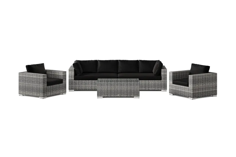 Bahamas utomhus soffgrupp 6-sits med två fåtöljer och bord - Grå - Utemöbler & utemiljö - Loungemöbler - Loungeset & loungegrupp
