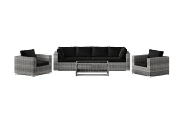 Bahamas utomhus soffgrupp 6-sits med två fåtöljer och bord med hylla - Grå - Utemöbler & utemiljö - Loungemöbler - Loungeset & loungegrupp