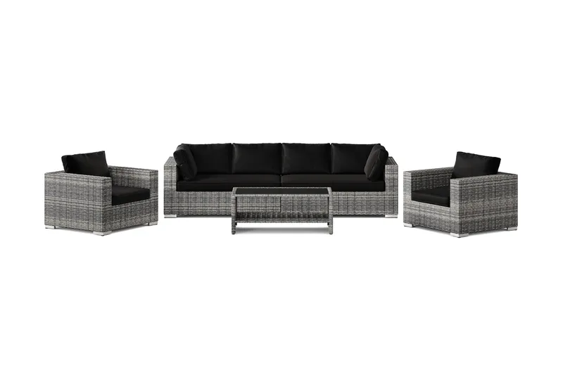 Bahamas utomhus soffgrupp 6-sits med två fåtöljer och bord med hylla - Grå - Utemöbler & utemiljö - Loungemöbler - Loungeset & loungegrupp