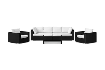 Bahamas utomhus soffgrupp 6-sits med två fåtöljer och bord med hylla - Svart - Utemöbler & utemiljö - Loungemöbler - Loungeset & loungegrupp