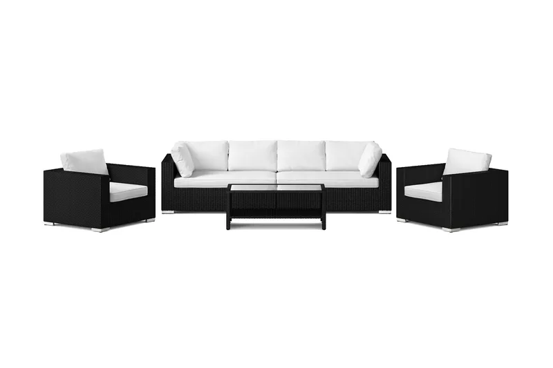 Bahamas utomhus soffgrupp 6-sits med två fåtöljer och bord med hylla - Svart - Utemöbler & utemiljö - Loungemöbler - Loungeset & loungegrupp