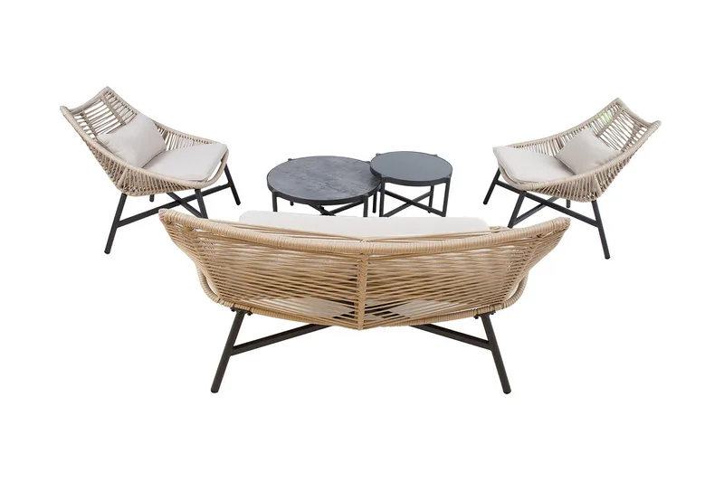 Helsinki Soffgrupp Utomhus - Natur/Svart - Utemöbler & utemiljö - Loungemöbler - Loungeset & loungegrupp