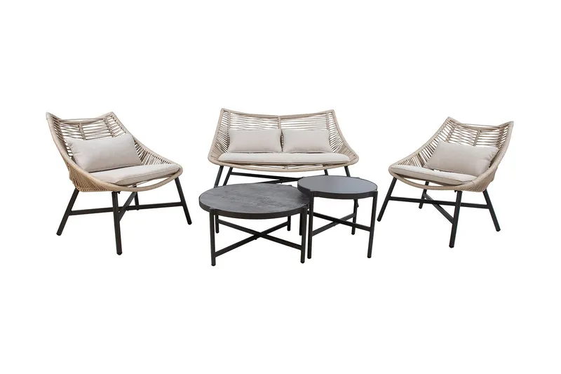 Helsinki Soffgrupp Utomhus - Natur/Svart - Utemöbler & utemiljö - Loungemöbler - Loungeset & loungegrupp