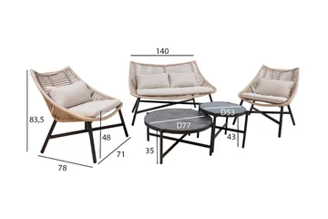 Helsinki Soffgrupp Utomhus - Natur/Svart - Utemöbler & utemiljö - Loungemöbler - Loungeset & loungegrupp