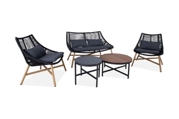 Helsinki Soffgrupp Utomhus - Svart/Natur/Grå - Utemöbler & utemiljö - Loungemöbler - Loungeset & loungegrupp