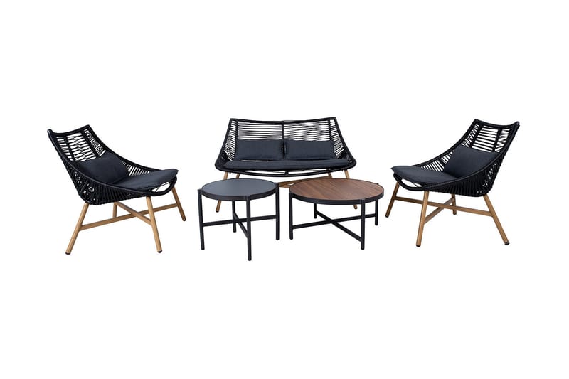 Helsinki Soffgrupp Utomhus - Svart/Natur/Grå - Utemöbler & utemiljö - Loungemöbler - Loungeset & loungegrupp