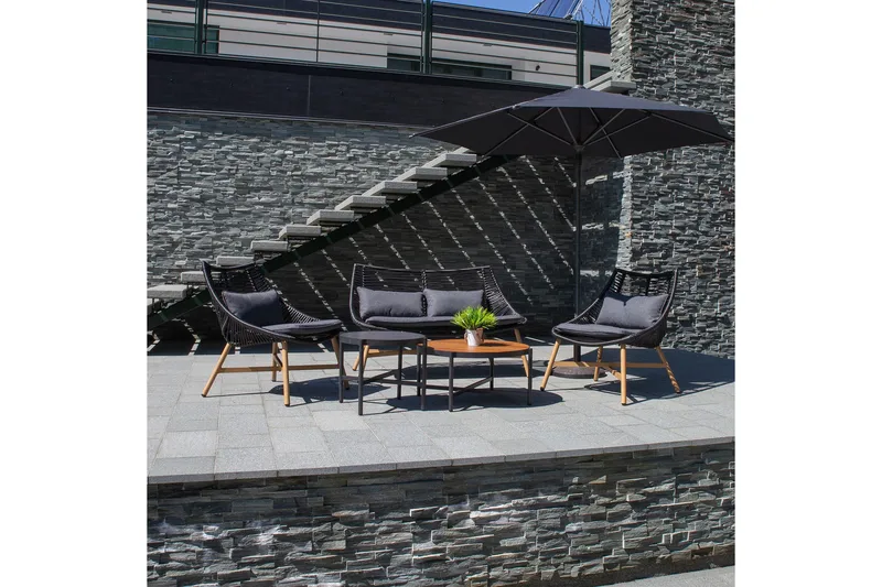 Helsinki Soffgrupp Utomhus - Svart/Natur/Grå - Utemöbler & utemiljö - Loungemöbler - Loungeset & loungegrupp