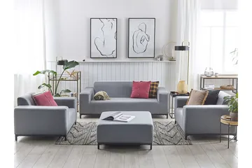 Hughen Loungegrupp Utomhus 5-sits - Grå/Svart - Utemöbler & utemiljö - Loungemöbler - Loungeset & loungegrupp