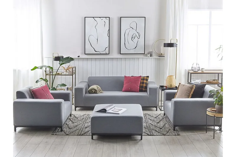 Hughen Loungegrupp Utomhus 5-sits - Grå/Svart - Utemöbler & utemiljö - Loungemöbler - Loungeset & loungegrupp