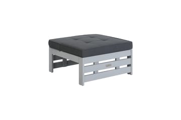 Husarn Fotpall med Dyna – Träpall Utomhus - Grå / Grå dyna - Utemöbler & utemiljö - Loungemöbler - Loungeset & loungegrupp
