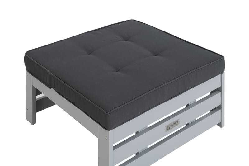 Husarn Fotpall med Dyna – Träpall Utomhus - Grå / Grå dyna - Utemöbler & utemiljö - Loungemöbler - Loungeset & loungegrupp