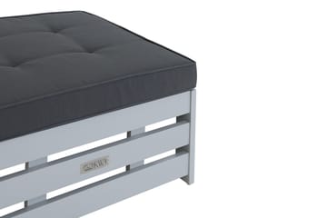 Husarn Fotpall med Dyna – Träpall Utomhus - Grå / Grå dyna - Utemöbler & utemiljö - Loungemöbler - Loungeset & loungegrupp